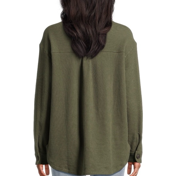 NWT Time and Tru Olive Button Down Shacket - Picture 9 of 10